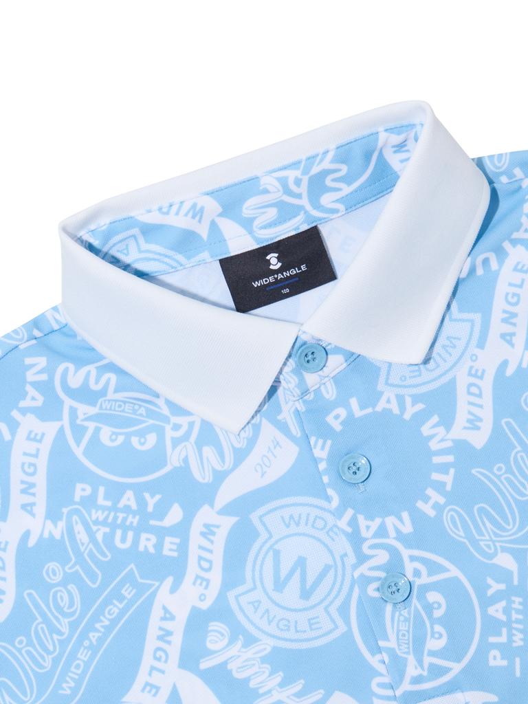 WIDEANGLE Co Reindeer Graphic Polo Shirt M_Ice Blue