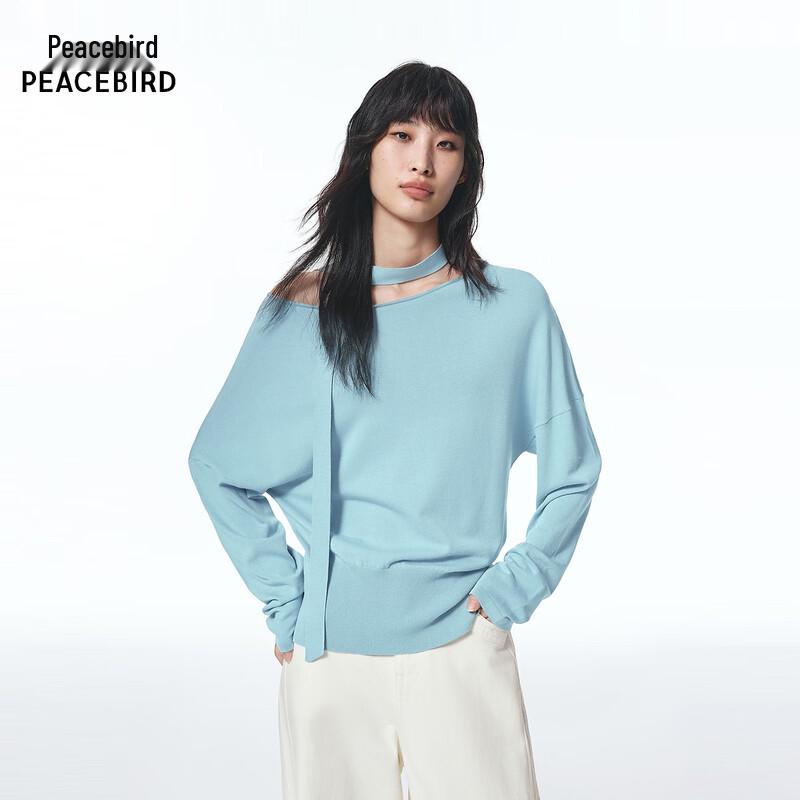 PEACEBIRD Women's Off-Shoulder Knit Sweater with Ribbon