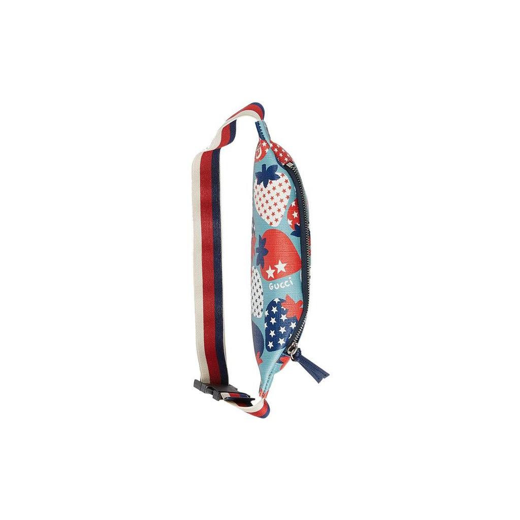 Gucci Strawberry Star Print Canvas Waist Bag Kids Waist Bag Light-Blue Red 502095-UR6AN-4767