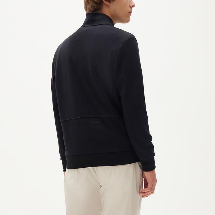 FILA Logo Print Sports Knit Long Sleeve Stand Collar Jacket Men Jackets Black F11M138553F-BK