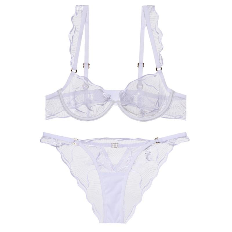 French Style Lace Embroidered Thin Cup Bra With Underwire Support Full Bust Comfort Lift