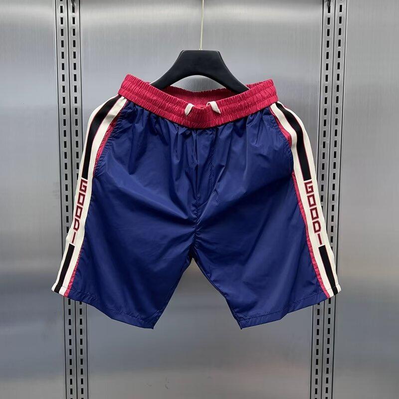 

Мужские полосатые пляжные шорты Ice Silk: Дышащая, легкая летняя одежда M синий