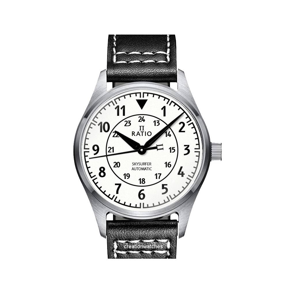 Кожаные автоматические мужские часы Ratio Skysurfer Pilot со светящимся циферблатом RTS316 200M