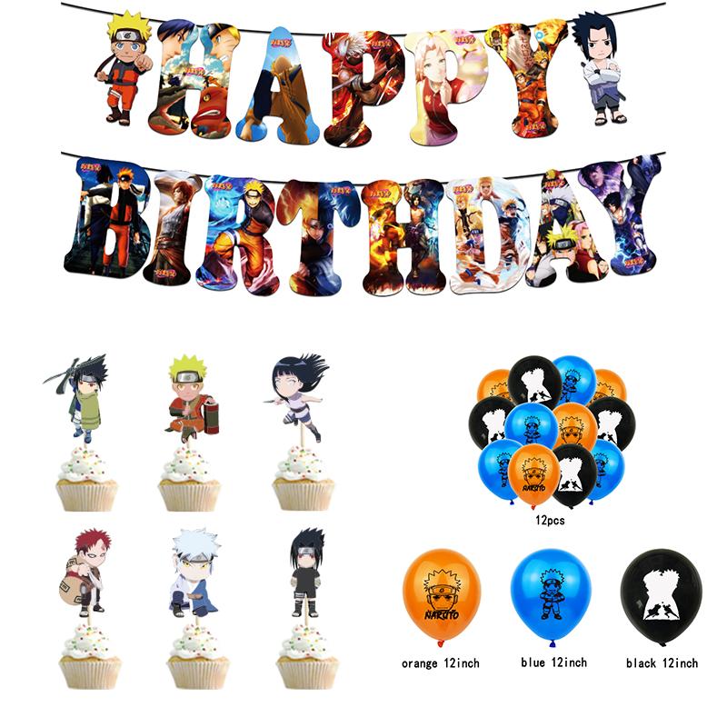 Ninja Theme Naruto Party Supplies Decor Banner Balloon Cake Topper Adult Kids