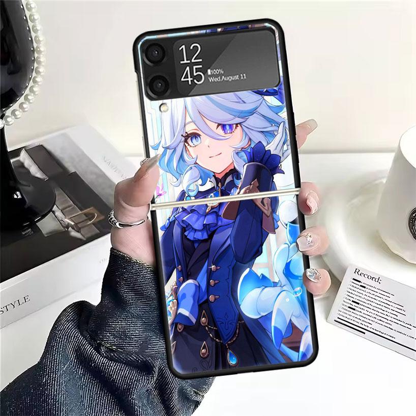 Genshin Impact Furina Cases For Samsung Galaxy Z Flip 4 5 6 7 3 Z Flip7 Flip6 Flip4 Flip5 Flip3 5G Hard Shockproof Fundas Cover