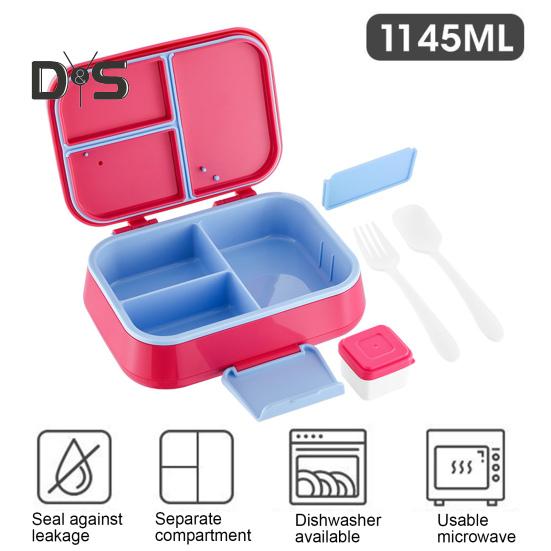 Bento Lunch Box with Sauce Cup Fork Spoon 3-Compartment Lunch Container BPA-Free Child-Friendly Snack Containers for Girls Boys