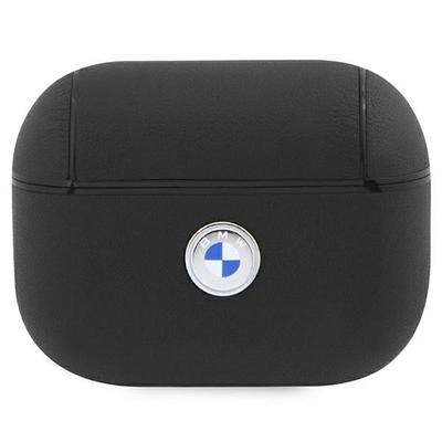 BMW Bmap2Sslbk Airpods Pro 2(2022/2023) Cover Black/Black Geniune Leather Silver Logo
