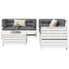 VidaXL Salon de jardin 5 pcs blanc bois massif de pin, ensemble de canapés d'extérieur, ensemble de canapés de jardin, 3250813