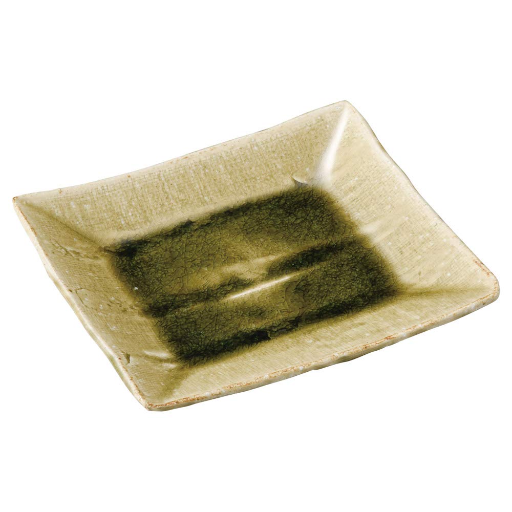 

Квадратная тарелка Хечимон из керамики Сигараки с пепельной глазурью, сделано в Японии, MR-3-3385