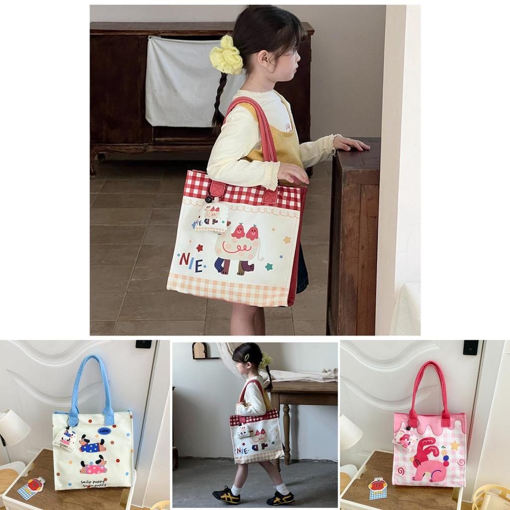 Dinosaur Cat Animal Pattern Canvas Lunch Bag For Kids And Toddlers