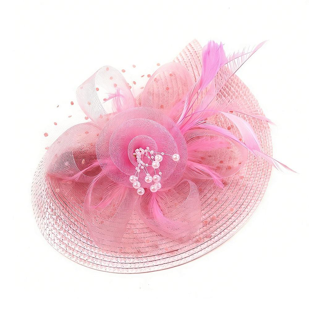 Fashion Mesh Ribbons Fascinator Caps Flower Feather Elegant Hair Drop Fascinator Hat Headwear Bridal Wedding