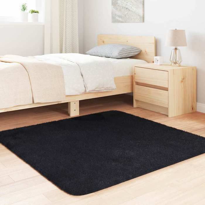 VidaXL Tapis shaggy à poils longs noir 120x120 cm polyester, tapis, tapis de chambre, tapis moderne, tapis de salon, tapis 4102862