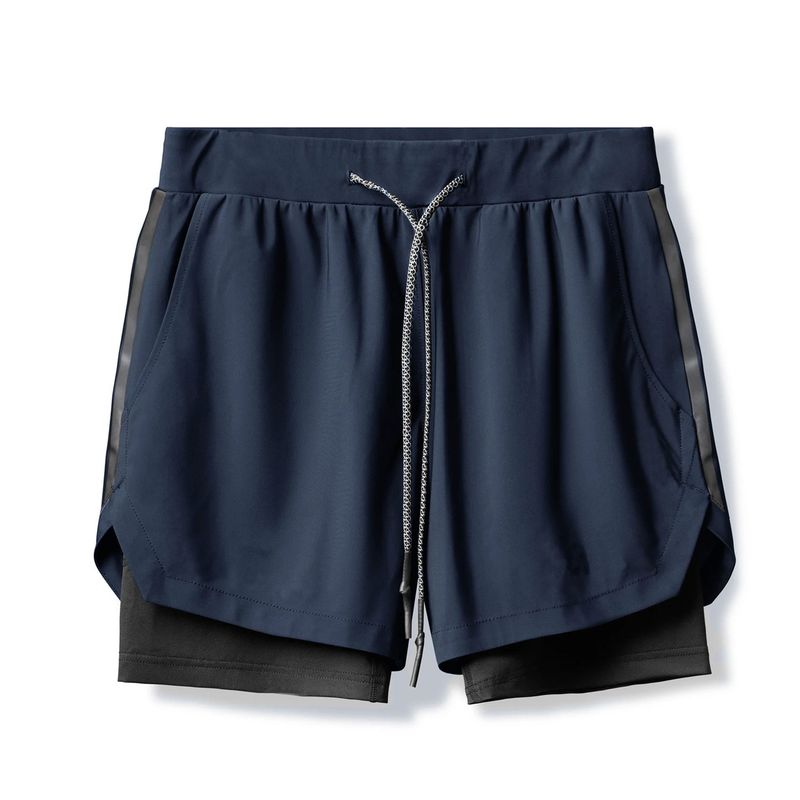 Running Exercise Shorts Men's Fashion Summer Muscle Sports Brother Fitness Double-Layer Pants Quick-Drying Breathable Knee Length Pants