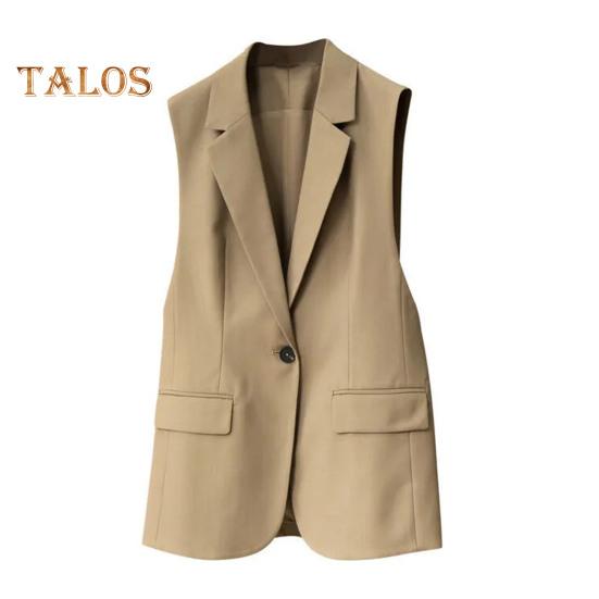 Dámská obchodní vesta s rozepínací límec na jeden knoflík zapínání bez rukávů střední délka formální kancelářský oděv jednobarevný cardigan vesta do práce