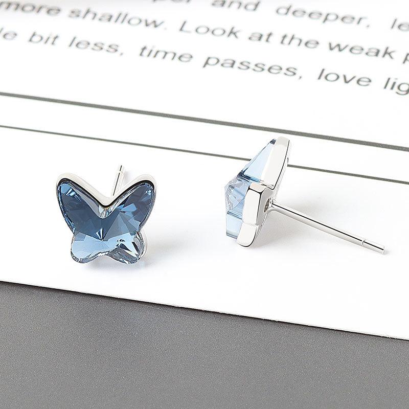 Simple Butterfly Sapphire Stud Earrings For Women Summer Fashion Jewelry Elegant Dangle Earrings Gift