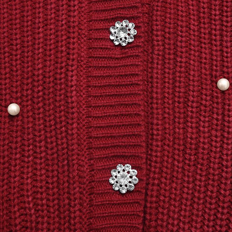 YYFS Maglioni Casual alla Moda da Donna per Autunno Inverno con Stampa Pois e Maniche Lunghe Scollo a V