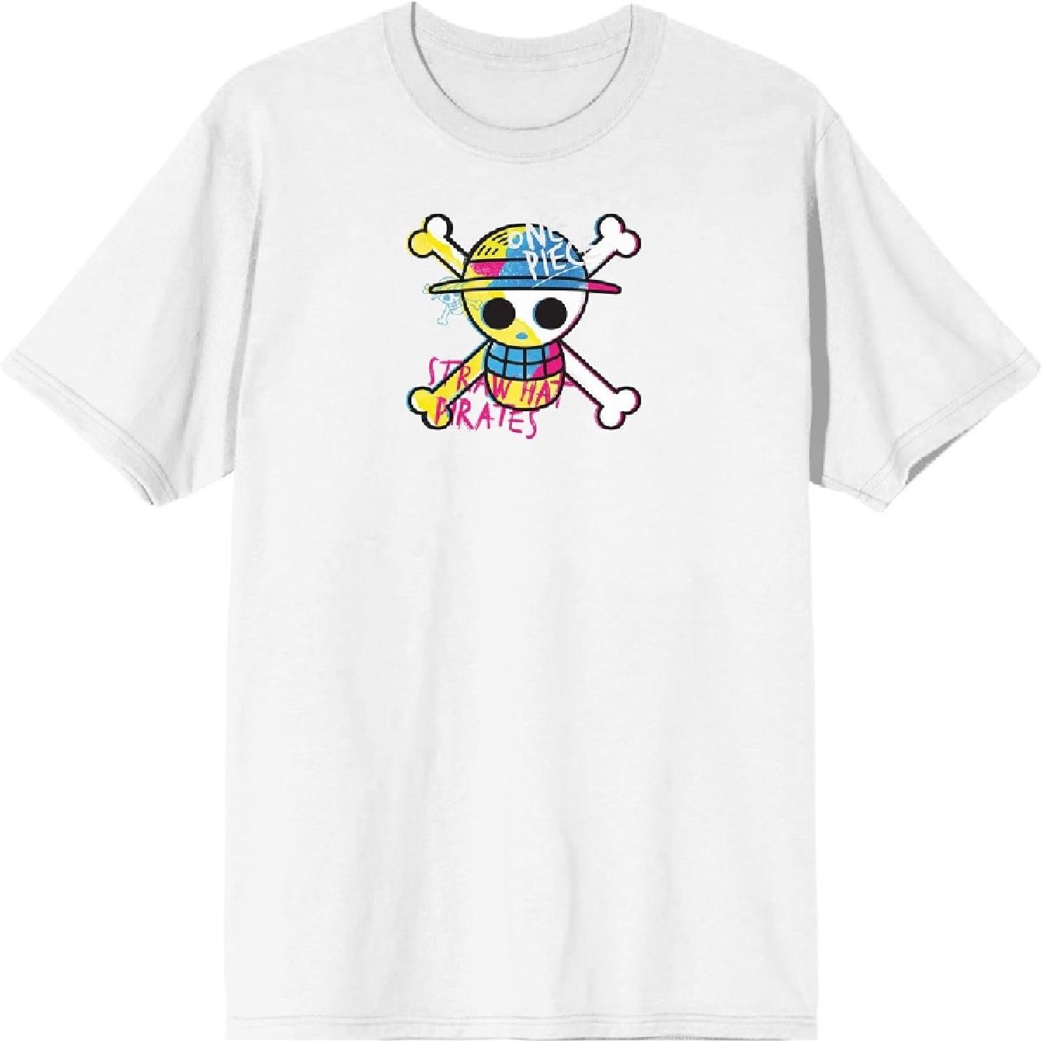 One Piece Live Action Straw Hat Pirates Logo Crew Neck Short Sleeve Men s White T-shirt S