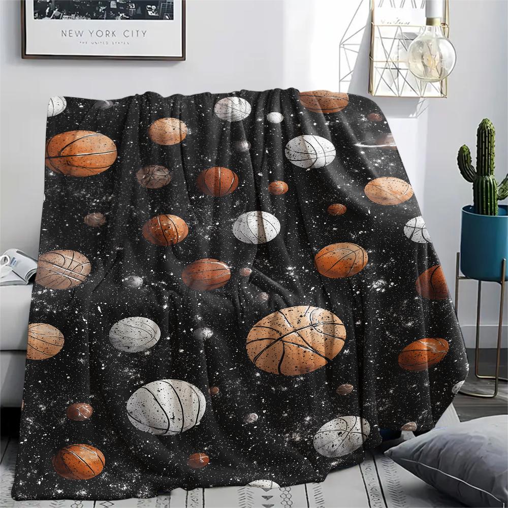 Ball Games Print Flannel Blanket, High Quality Comfortable for All Seasons, Home Decor, Warmth and Comfort, Perfect for Christmas Gifts