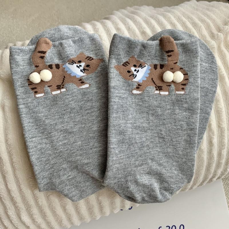 Niedliche Katzen-Ei-Socken Lustige Wadenlange Warme Socken Für Damen 3D-Katzendesign Winter Gemütliche Socken