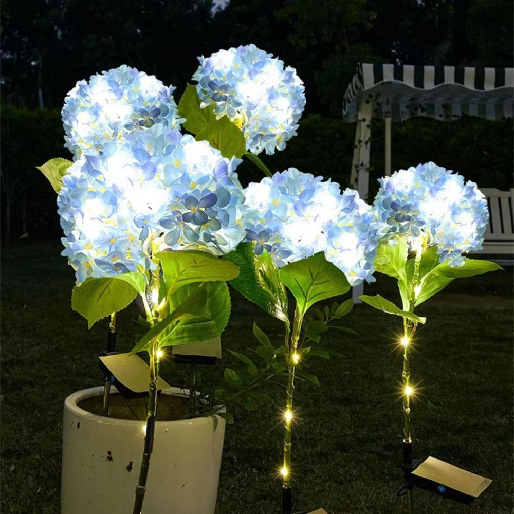 Realistic Solar Embroidered Flower Lamp Outdoor Hydrangea Light Backyard Landscape