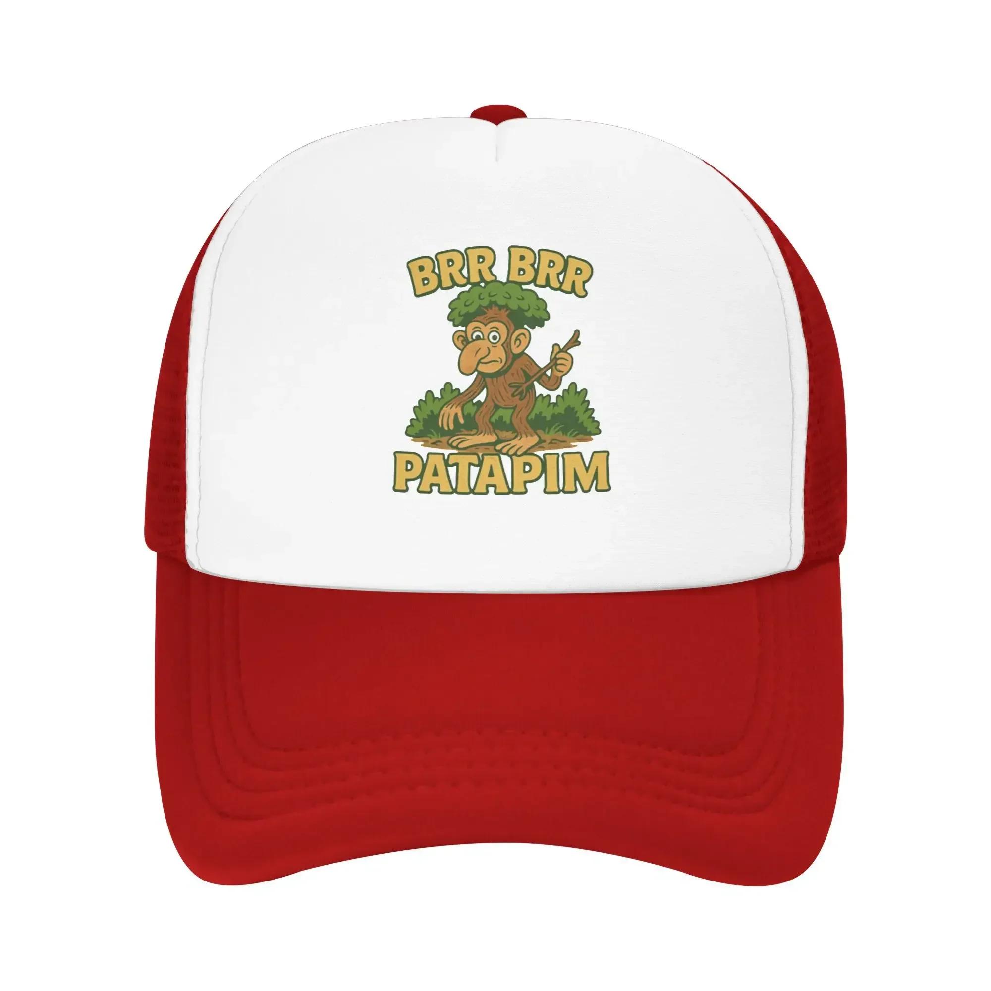 Funny Tree Monkey Italian Brainrot Brr Brr Patapim Design Camping Mesh Baseball Caps Women Men Spring Female Beach Coquette Hat One Size