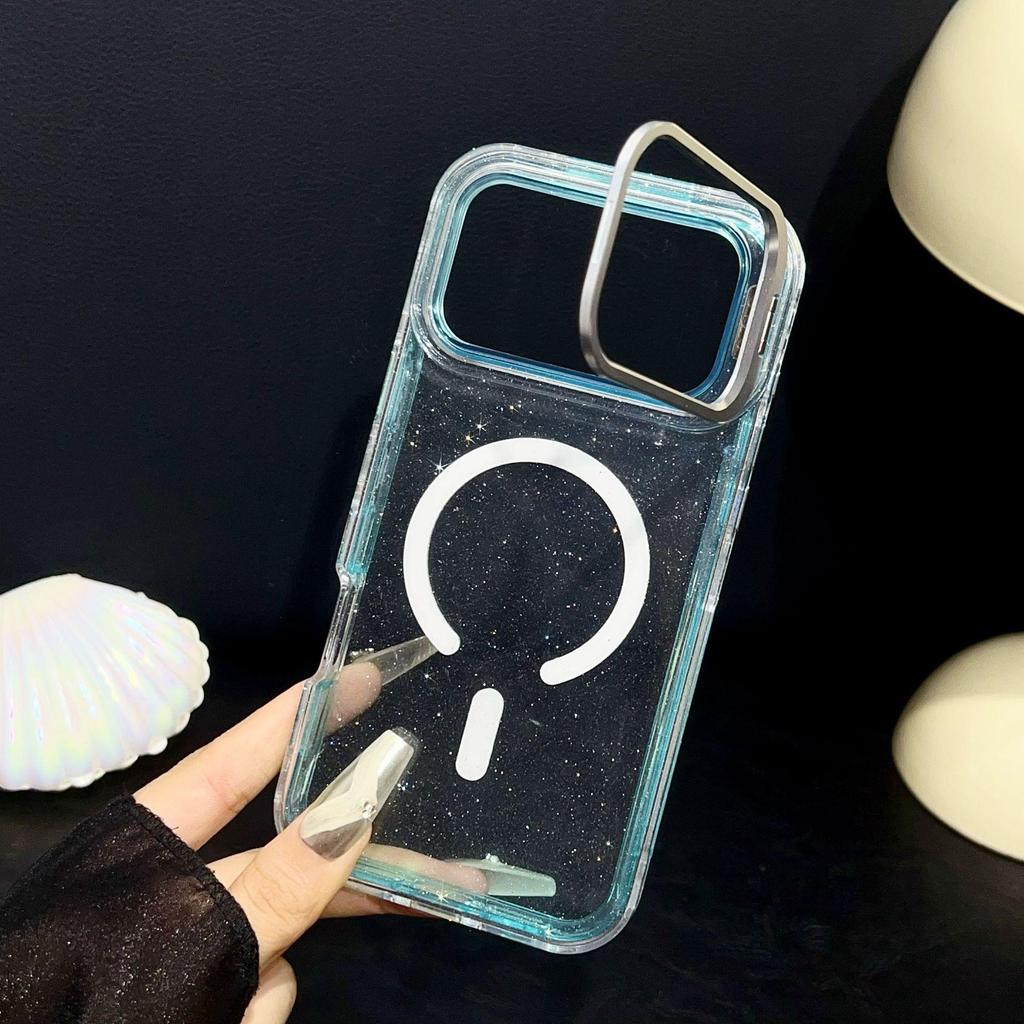 Magnetic Glitter Lens Holder Case for Apple iPhone 14/15Pro/16/17Promax