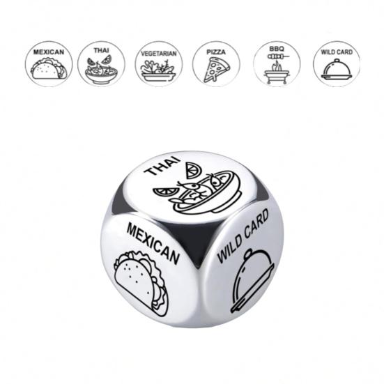 1/2/3Pcs Stainless Steel Food Decision Dice 6 Sides Barbecue Mexican American Seafood Italian Chinese Dinner Decider Dice