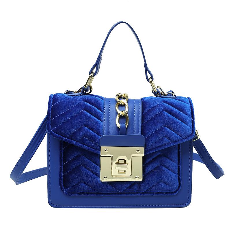 velvet handbag women's new light luxury small square bag niche design portable oblique span bag