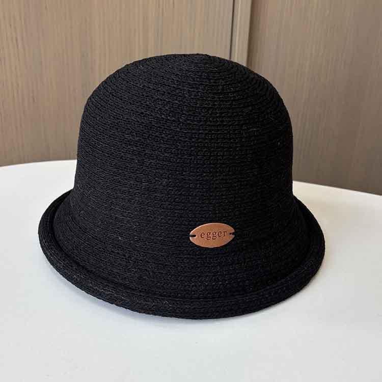 Women's Summer New Sunscreen Thin Crimped Knitted Basin Hat Dome Small Edge Bucket Hat Fashionable Versatile Beach Sun Hat