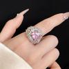 Pink Zircon Star Crown Open Ring - Luxurious & Fashionable Hand Jewelry with a Simple Design