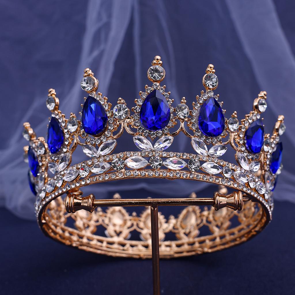 DIEZI Baroque Vintage Crystal rhinestone Full Tiara Crown For Women Girls Wedding Princess Bridal Hair Dress Party Accessories