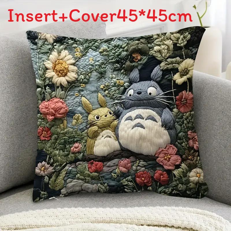 Totoro Plush Pillow Cover With Digital Print For Living Room Decor