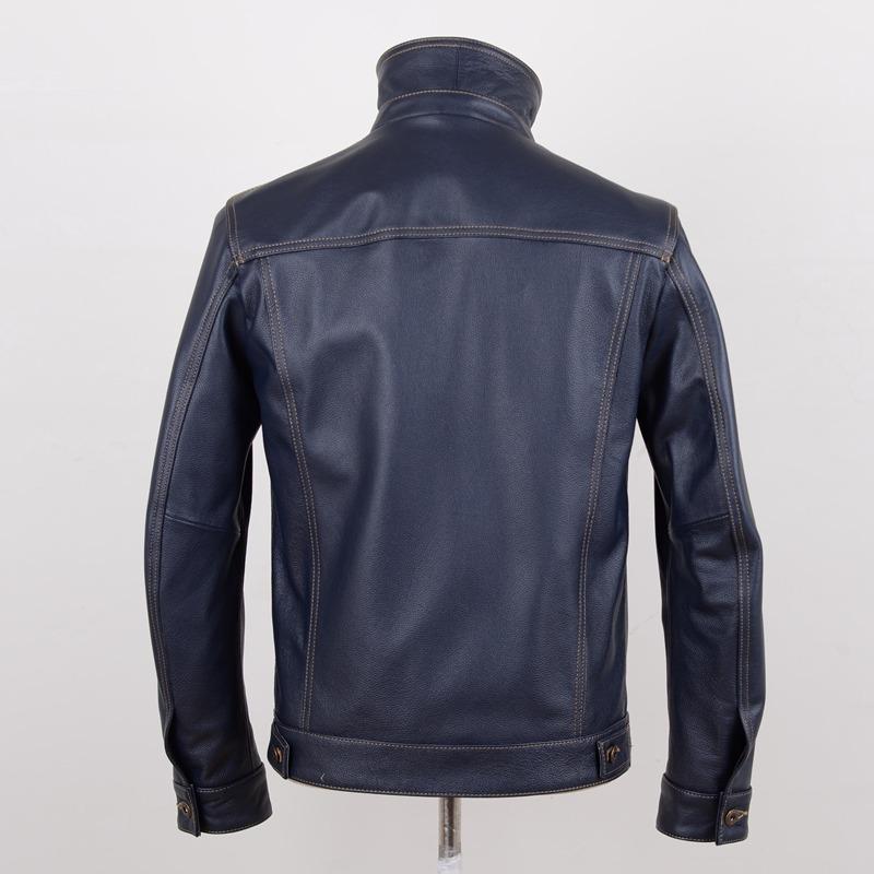 Chinese Size Classic 507 Men Leather Jacket Genuine Cowhide Slim Short Spring Autumn
