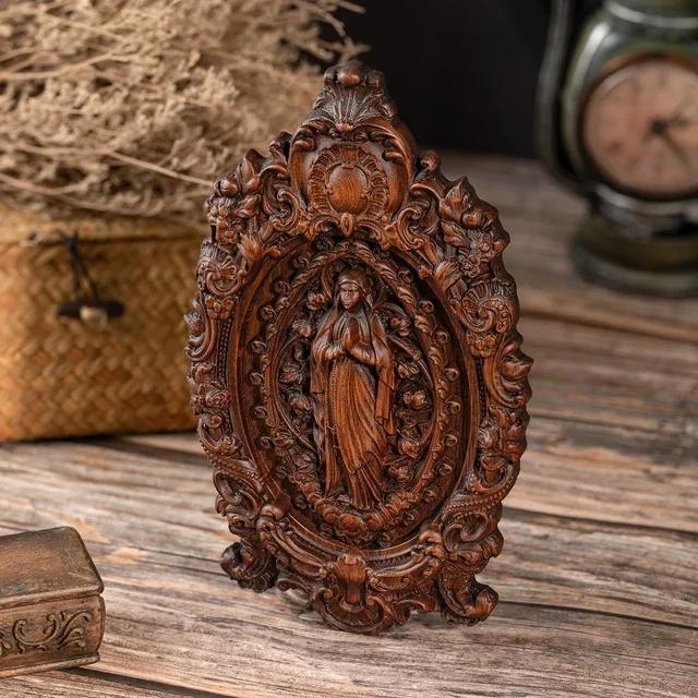 

Religious Wooden Holy Virgin Catholic Prayer Church Mary Statue Wall Decor Statues Gift 25cm