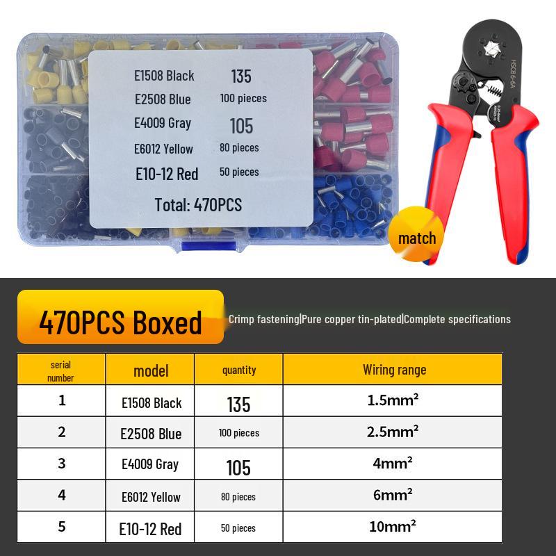 HSC8 6-4 Insulated Tubular Terminal Crimping Pliers Set