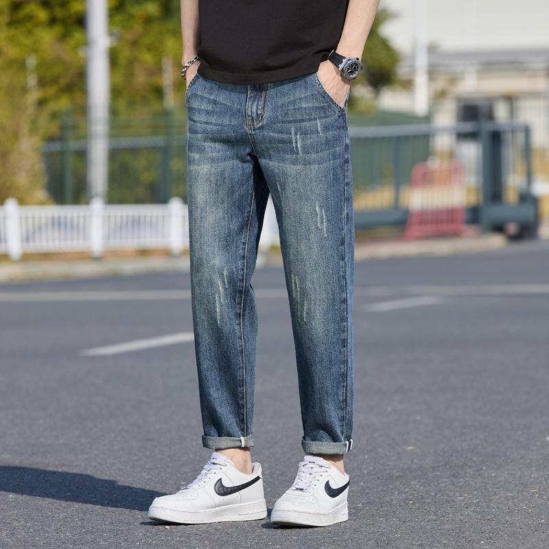 Męskie jeansy wiosenno-letnie, wszechstronne i modne, luźne, retro, koreański styl, męskie casualowe, mikro spodnie typu harem