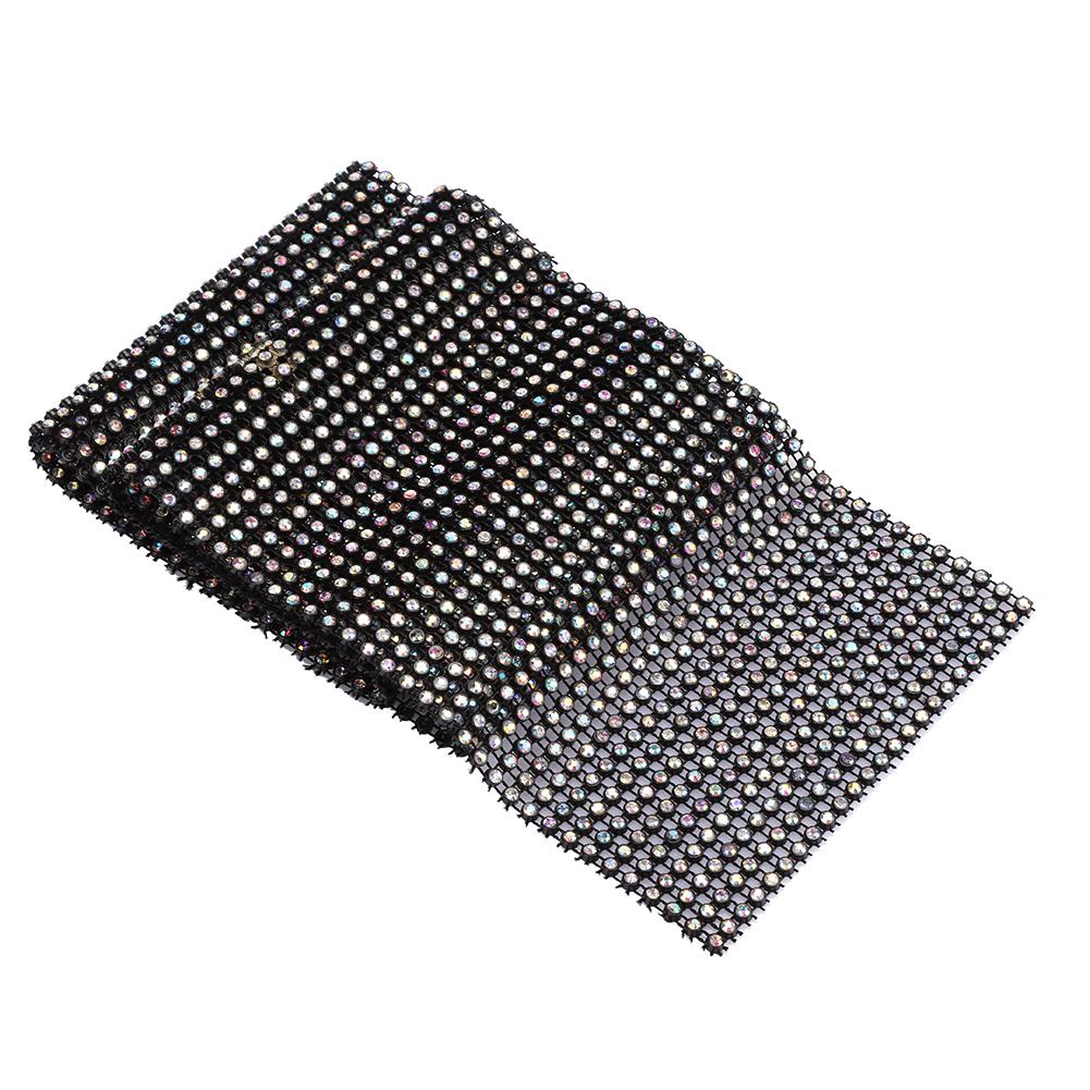 

24 Rows Black Bottom Plastic Rhinestone Mesh Ribbon Sewing Trim Garment Accessories Decoration