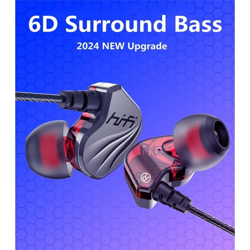 HIFI 6D Ασύρματα Ενσύρματα Ακουστικά In-Ear με Βάση Surround Μπάσου 3.5mm Τύπου C Ακουστικό Αθλητικό Αδιάβροχο Ακουστικό Παιχνιδιών Handsfree Ακουστικά με Μικρόφωνο