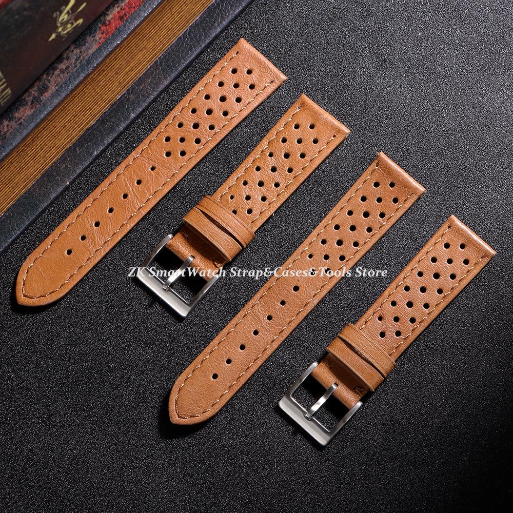 Vintage Calfskin Watch Straps 18mm 20mm 22mm for Seiko Bracelet Durable Breathable Wristband for Men Women Retro Brown Watchband