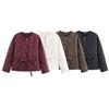 Womens Lightweight Quilted Puffer Jacket With Drawstring Waist Round Neck Stitch Streetwear Style