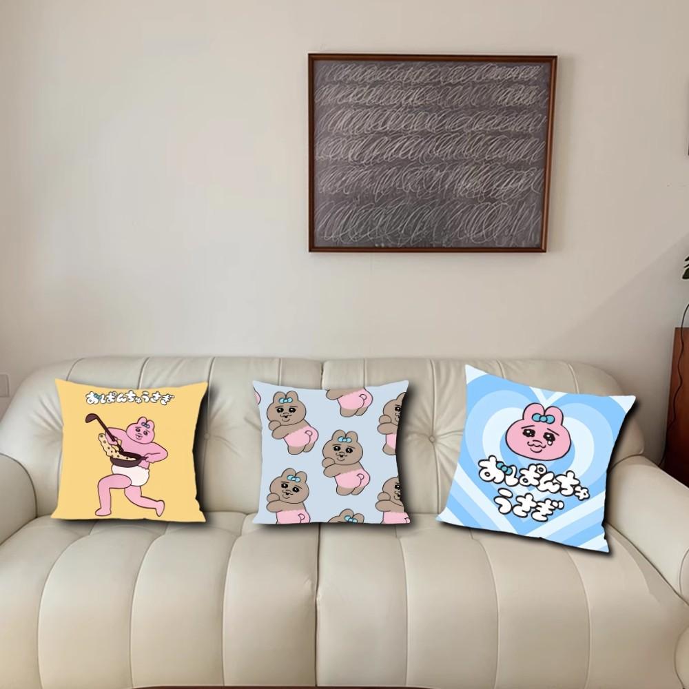 O-Opanchu Cute U-Usagi Pillow Case Fan Style Square Home Decor Cushion Cover Design Printed