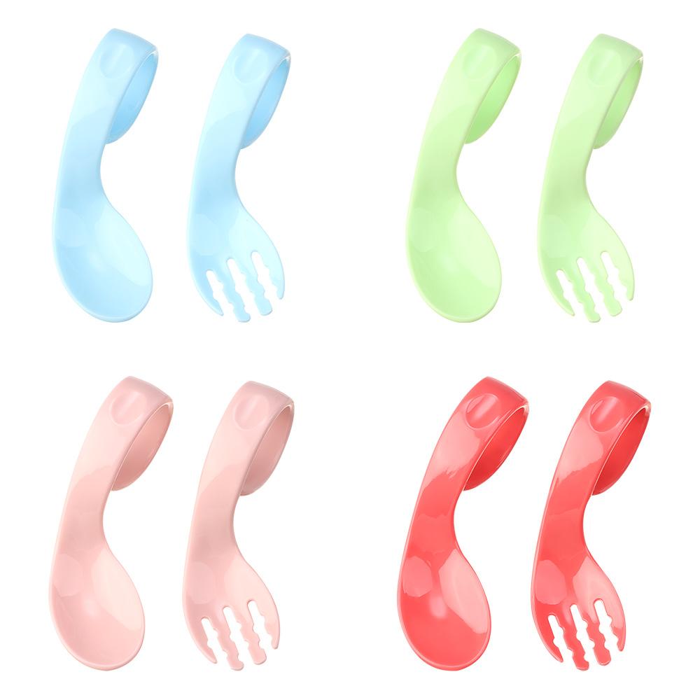 Portable Tableware Sets Antislip Utensils Infant Training Twist Fork Spoon Suit Baby 2Pcs/Set