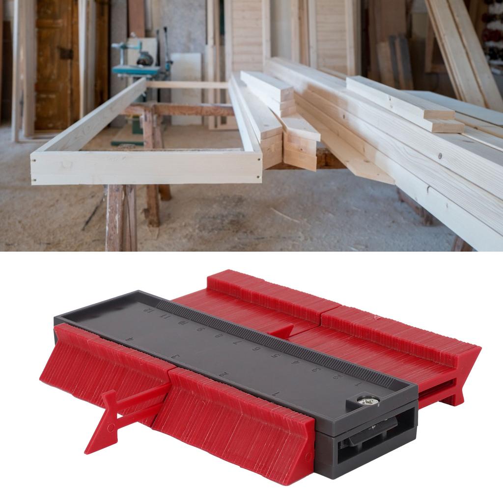 Contour Ruler Duplicator with Lock Irregular Outline Measuring Tool Carpentry AccessoryRed S 127mm