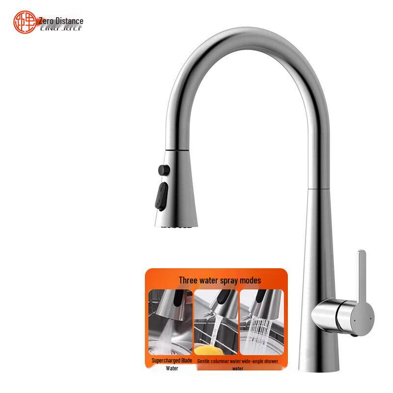 LINGJULI 304 Stainless Steel Pull-Out Kitchen Faucet