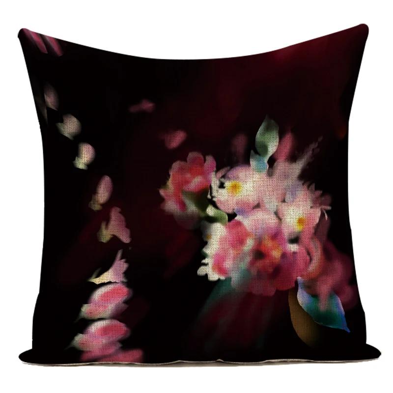 Decorative Throw Pillows Case Colorful 3D Plant Flowers Polyester Sofa Home Living Room Decoration Pillow Cushion Cover