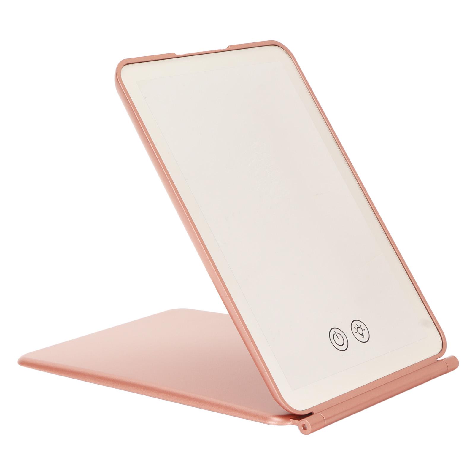 

Складное светодиодное зеркало для макияжа с 3 цветами подсветки, плавная регулировка яркости, сенсорный выключатель, USB-зарядка, розовое зеркало