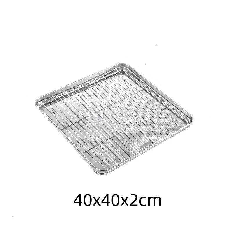 Golden Square Stainless Steel Food Service Tray plate set Nonstick Bakeware Fruit Cookie Bread Plate Kitchen Storage Container