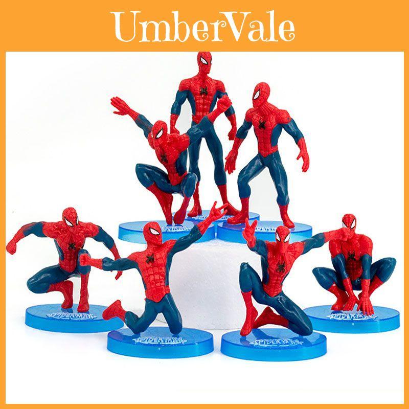 Marvel Spiderman 7pcs Mini Figures Pvc Miniatures Desktop Cake Decoation Topper