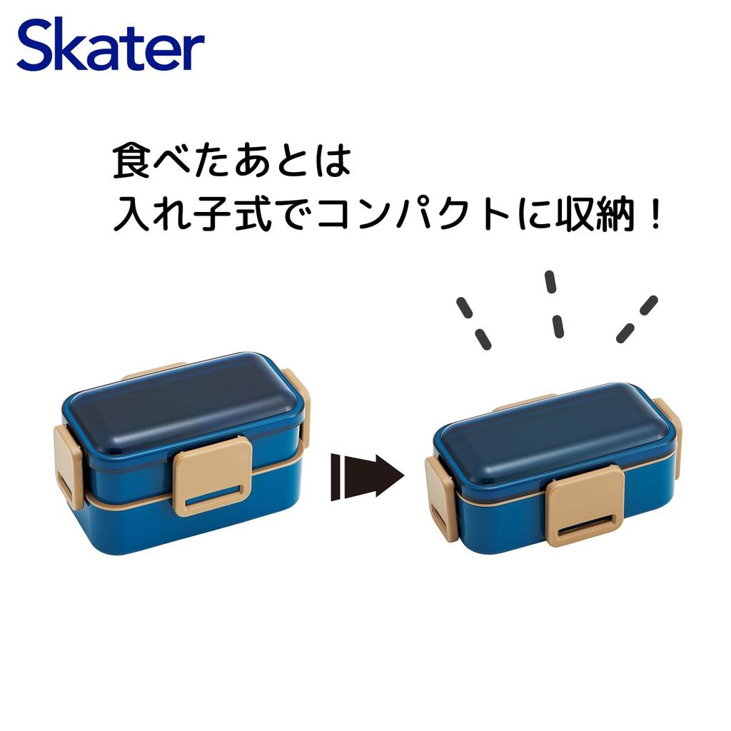 Skater Bento Ocean Soft Domed Two Made In Box, Blue, 600ml, Antibacterial, Filling, Lid, Tiers, Women's, Japan, PFLW4AG-A