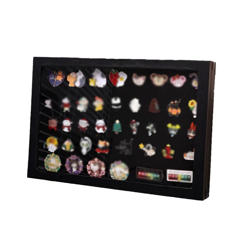 Collectible Badge and Brooch Display Box with Clear Dustproof Cover Jewelry Storage Holder Gift for Home Use